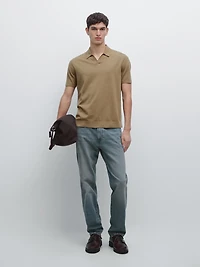 Short sleeve cotton knit polo shirt