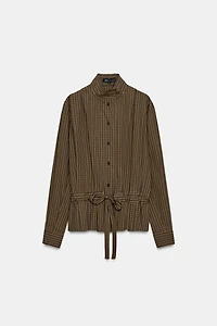 PLAID COTTON SHIRT WITH TIE ZW COLLECTION