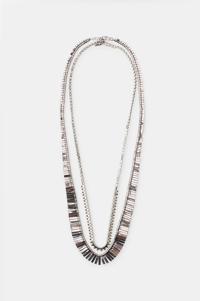 2-PACK METALLIC PLATE SHIMMER NECKLACES