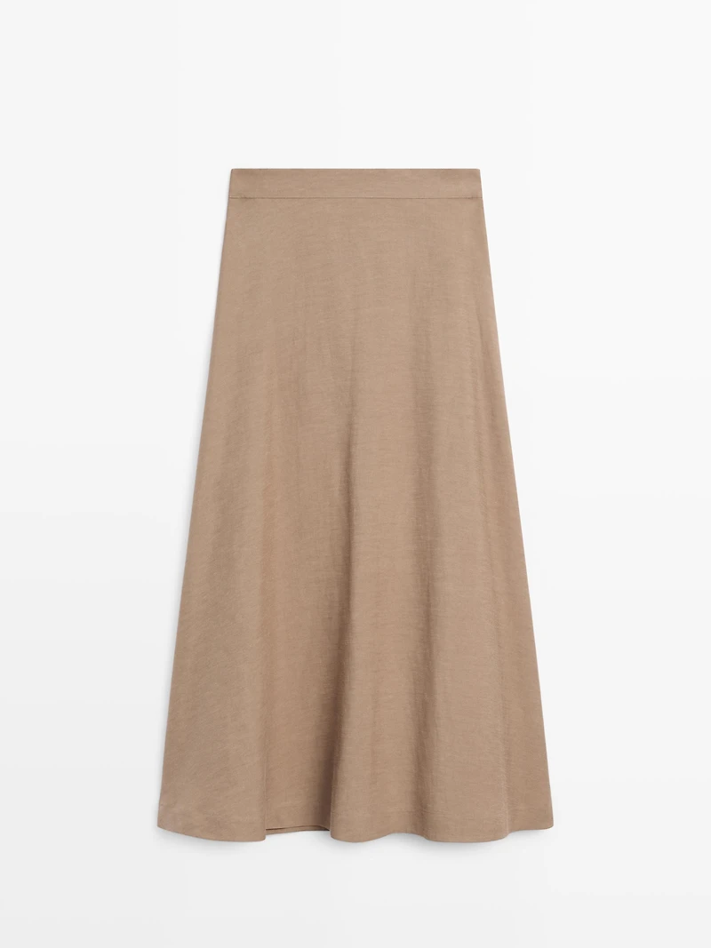 Flared midi skirt with elasticated waistband