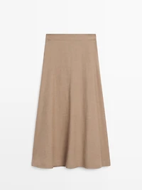 Flared midi skirt with elasticated waistband
