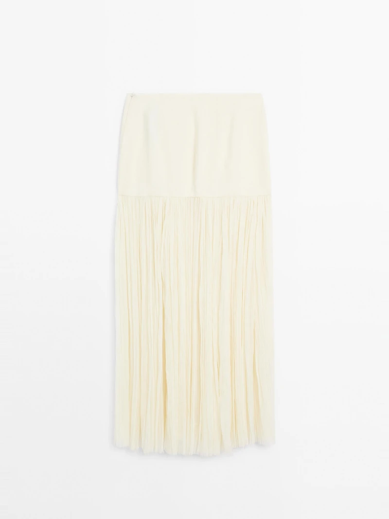 Long silk blend skirt with corset belt - Studio