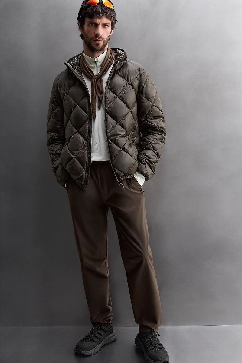 100% FEATHER PUFFER JACKET WITH HOODIE