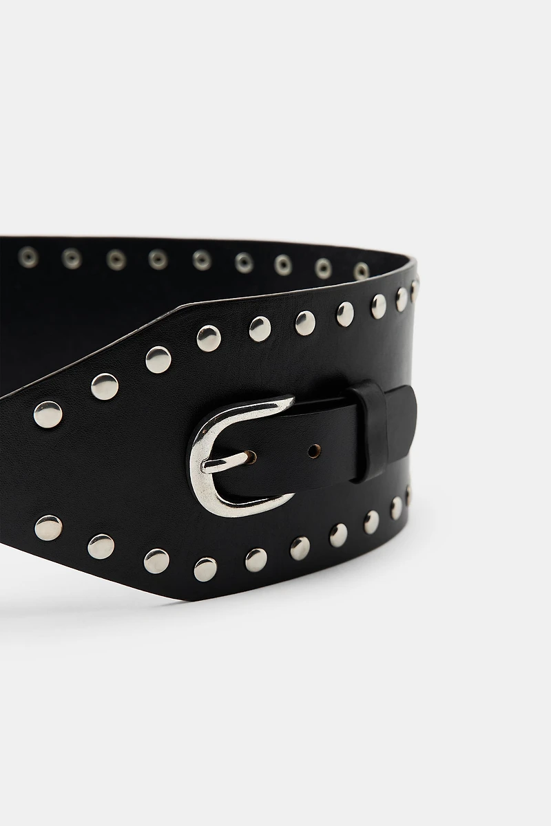 STUDDED LEATHER WAIST BELT