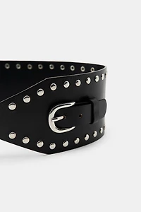 STUDDED LEATHER WAIST BELT