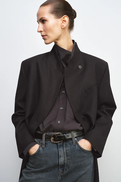 100% LEATHER BELT WITH SQUARE BUCKLE