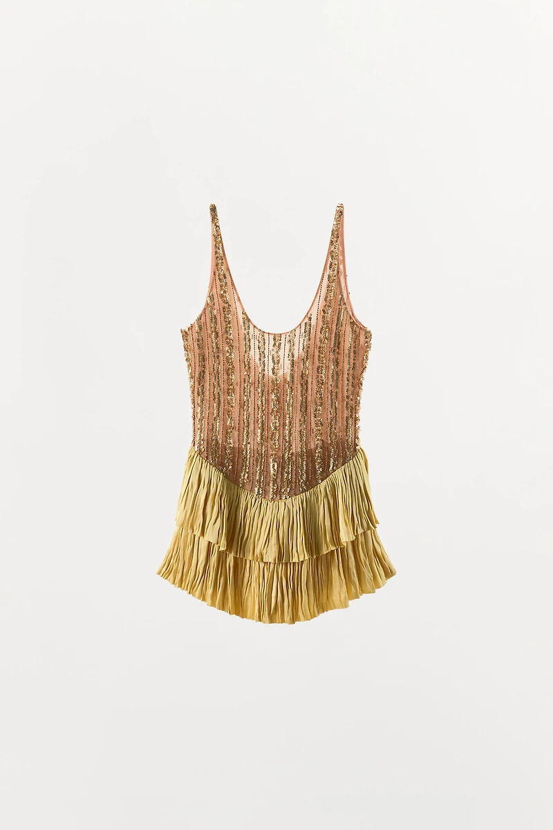 LIMITED EDITION COMBINED BEADED RUFFLE BODYSUIT