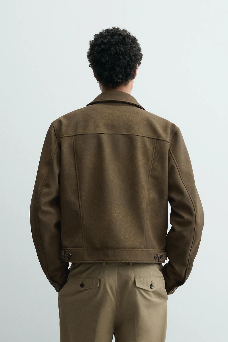 FAUX LEATHER CROPPED FIT JACKET