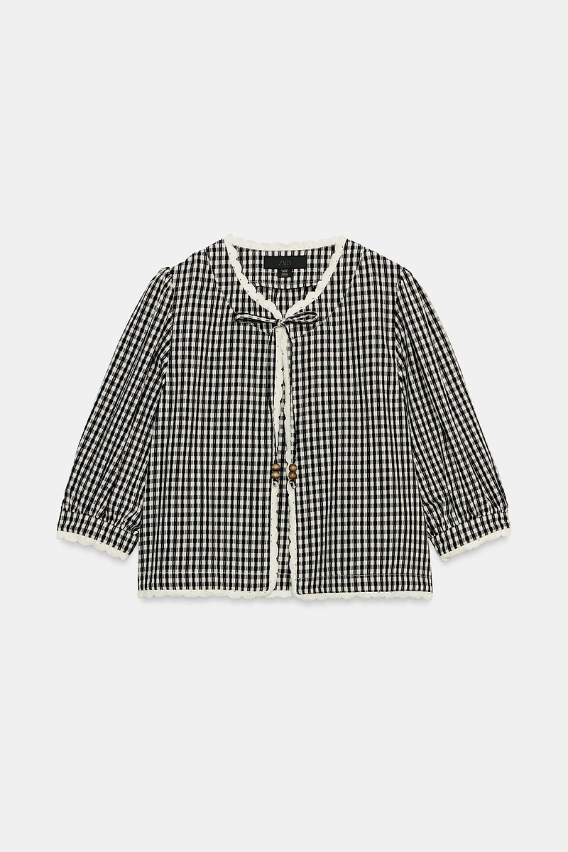 CROCHET GINGHAM CHECK JACKET
