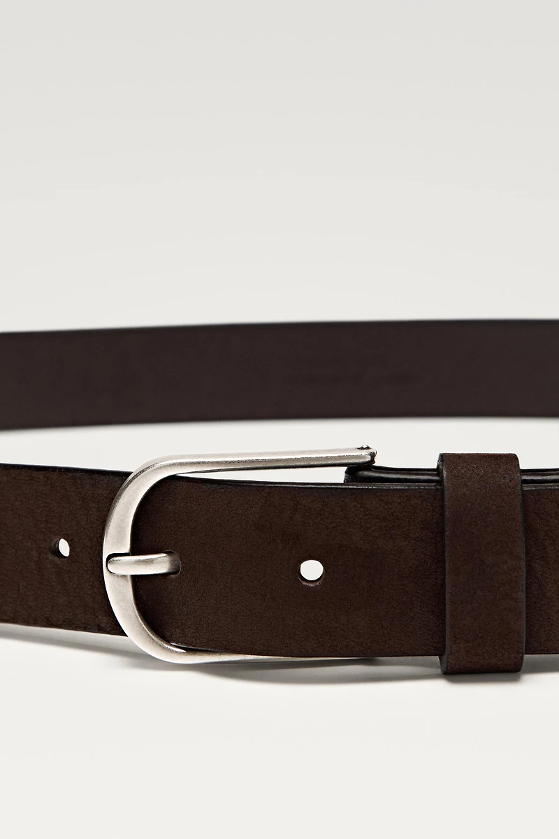 Nubuck leather belt