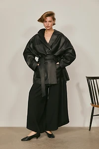 Veste longue à nouer en cuir nappa - LIMITED EDITION