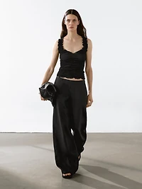 Creased-effect cotton top