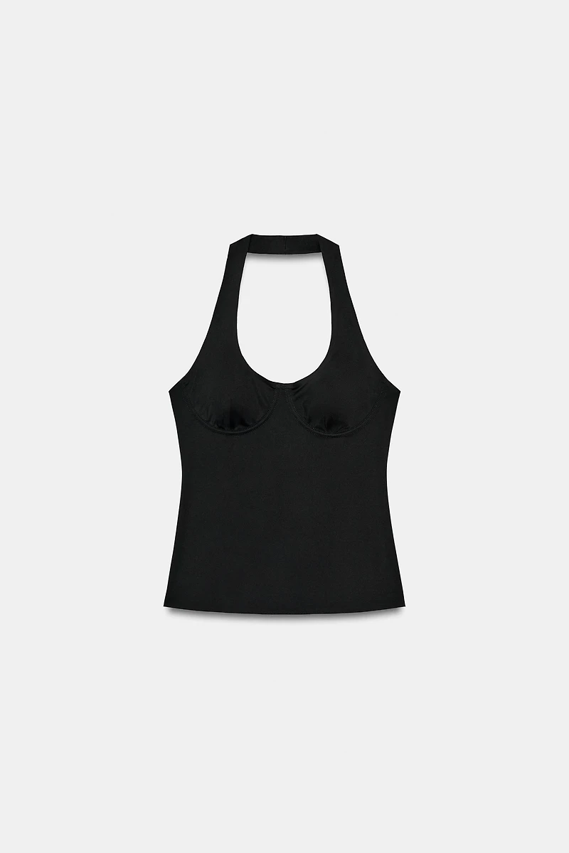 POLYAMIDE HALTER TOP