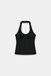 POLYAMIDE HALTER TOP