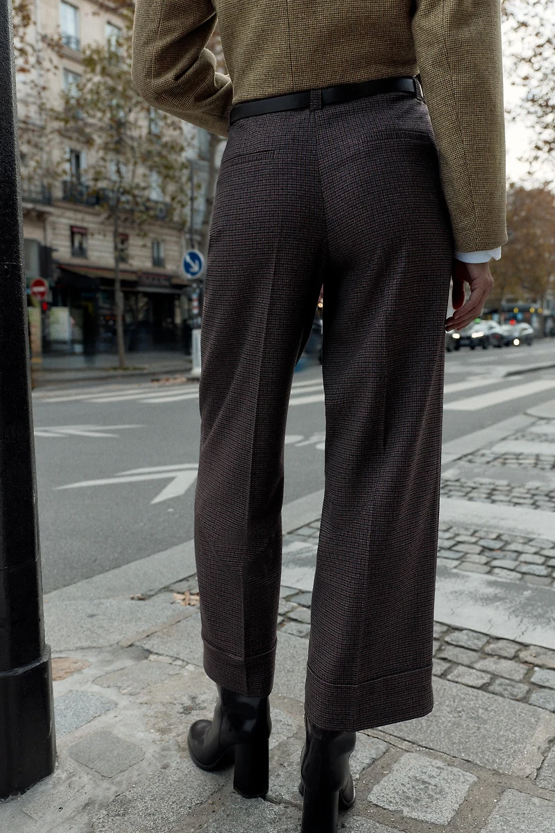 HOUNDSTOOTH BELTED PANTS