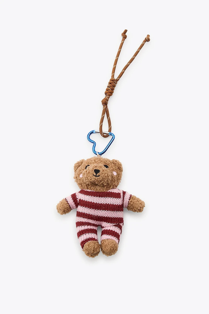 STRIPED TEDDY BEAR CHARM KEYCHAIN