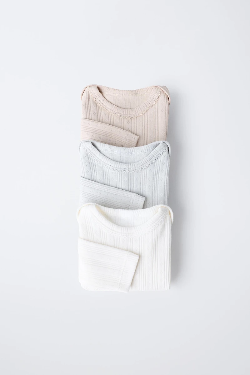 6 MONTHS-3 YEARS/ THREE-PACK OF LONG SLEEVE BODYSUITS