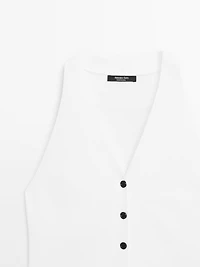 Knit waistcoat with contrast buttons
