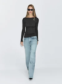 Striped long sleeve T-shirt with trim detail