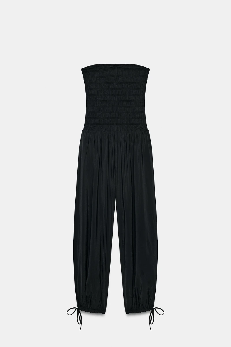 GATHERED STRAPLESS JUMPSUIT
