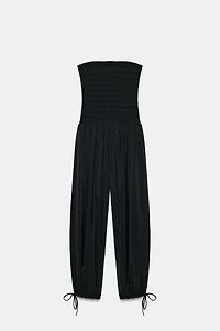 GATHERED STRAPLESS JUMPSUIT