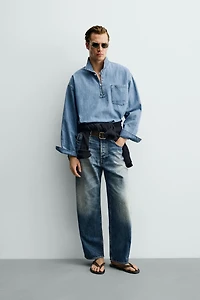 RELAXED FIT DENIM POLO SHIRT