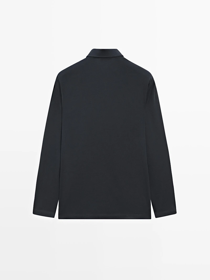 Pull polo en maille de laine mélangée