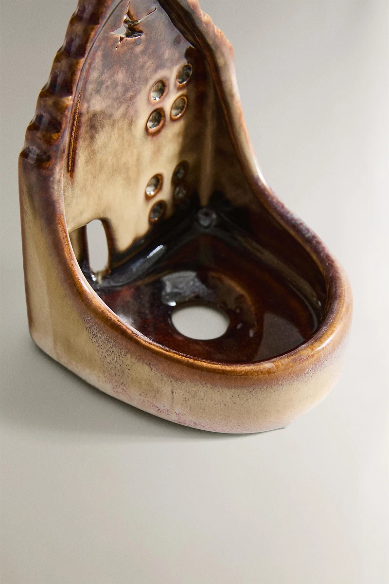 PHOTOPHORE CÉRAMIQUE MAISON ÉTOILE NOËL