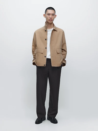 Linen blend jacket with pocket details