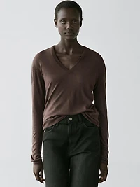 Silk and wool blend knit sweater