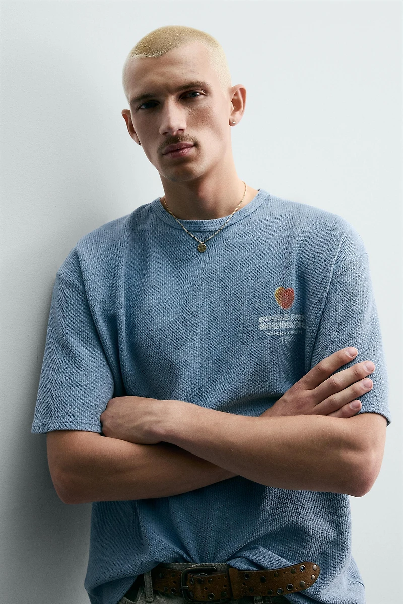 WASHED KNIT GUMMY PRINT T-SHIRT