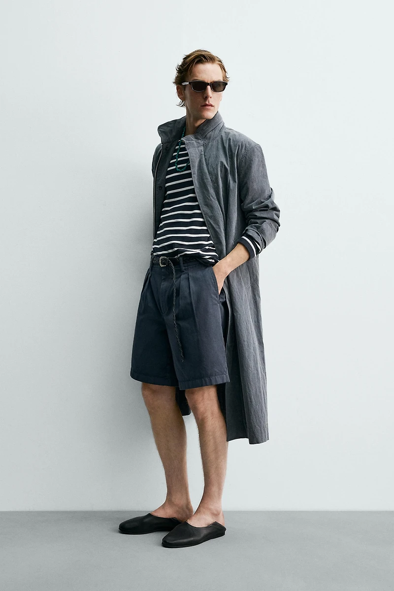 AARON LEVINE X ZARA RELAXED FIT PLEATED SHORTS