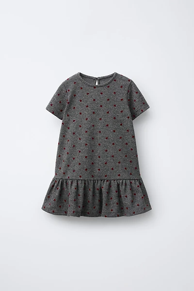 ROBE PIED-DE-POULE CŒURS FLOQUÉS