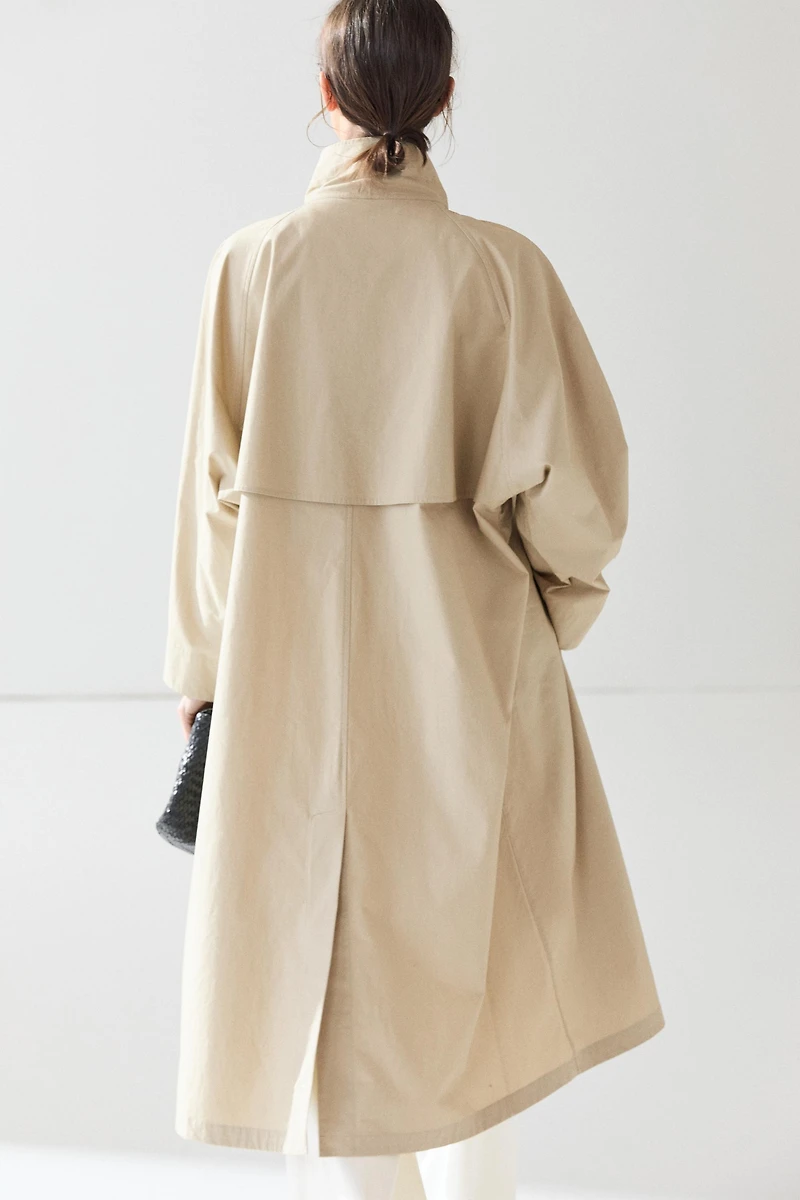 100% Cotton High-Neck Trench Coat