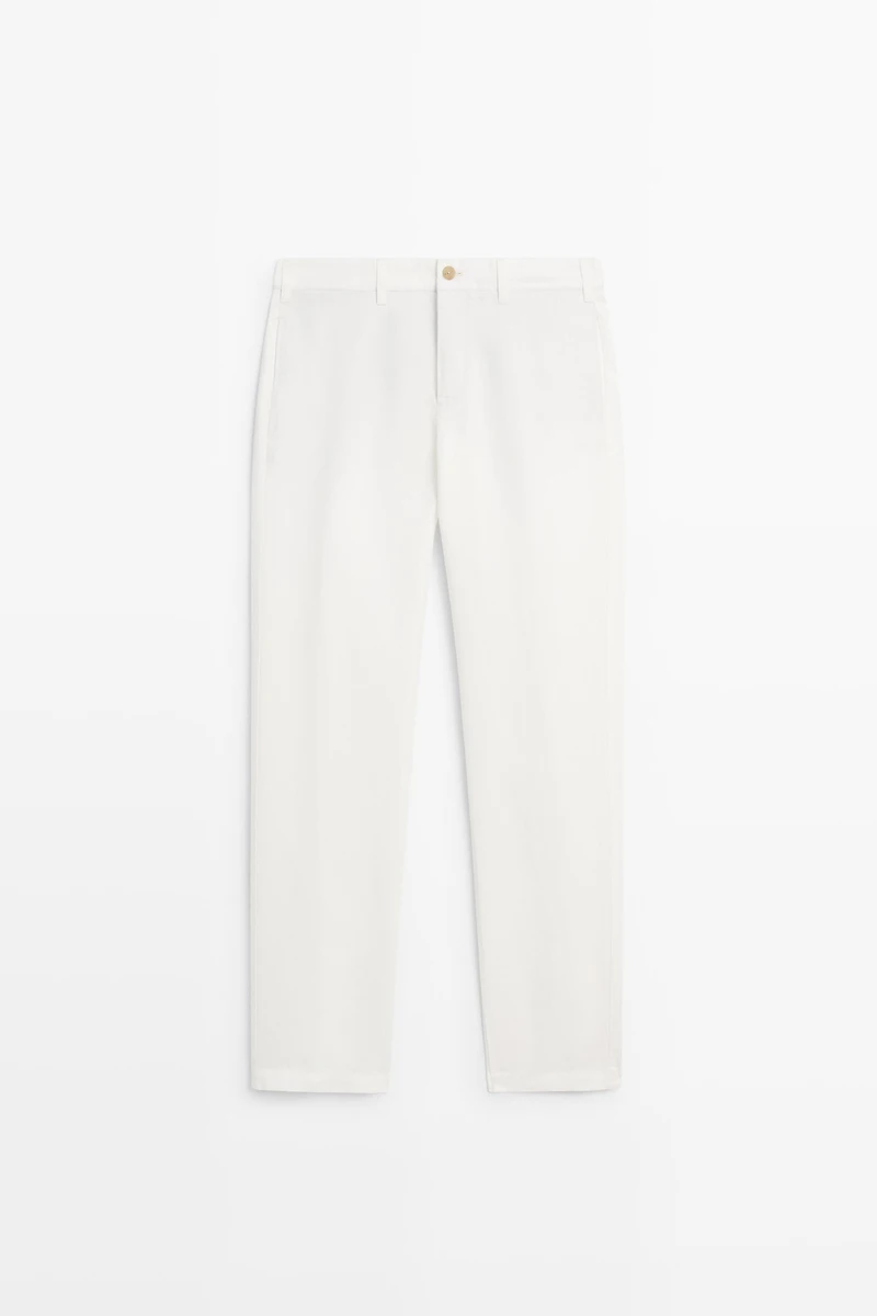 Pantalon straight lin et coton