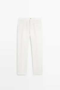Pantalon straight lin et coton