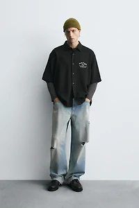 EMBROIDERED FLOWY SHIRT