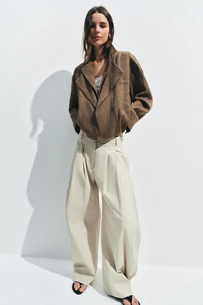 LINEN POCKET BOMBER JACKET ZW COLLECTION