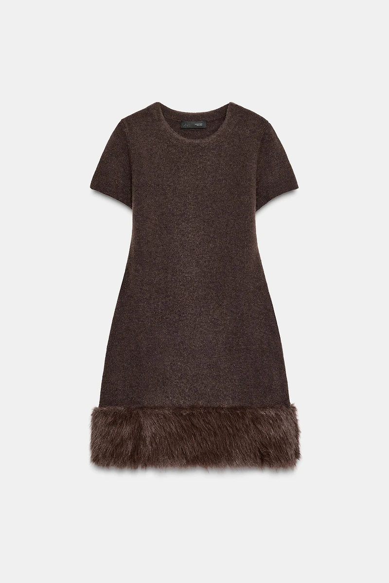 ROBE EN MAILLE BIMATIÈRE EFFET FOURRURE