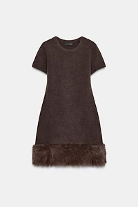 ROBE EN MAILLE BIMATIÈRE EFFET FOURRURE