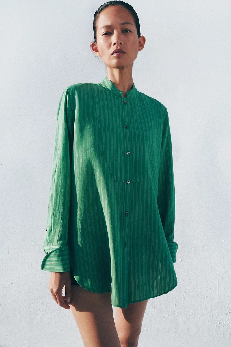 ZW COLLECTION STRIPED BIB SHIRT