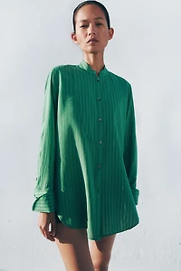ZW COLLECTION STRIPED BIB SHIRT