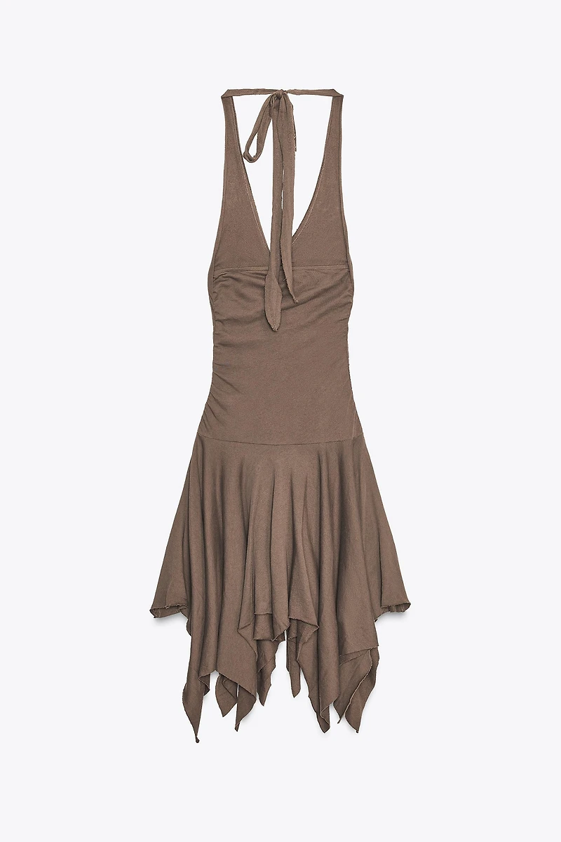 ASYMMETRIC HALTER DRESS