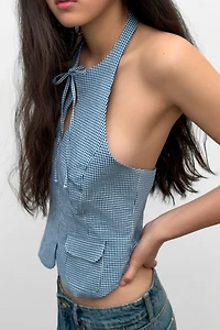 GINGHAM HALTER TOP
