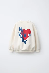 HEART AND TEXT PRINT SWEATSHIRT