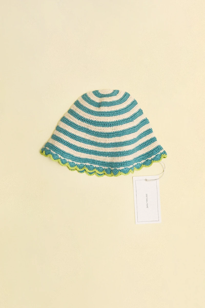 ZARA TIMELESS - STRIPED CROCHET KNIT HAT
