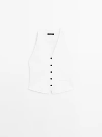 Knit waistcoat with contrast buttons