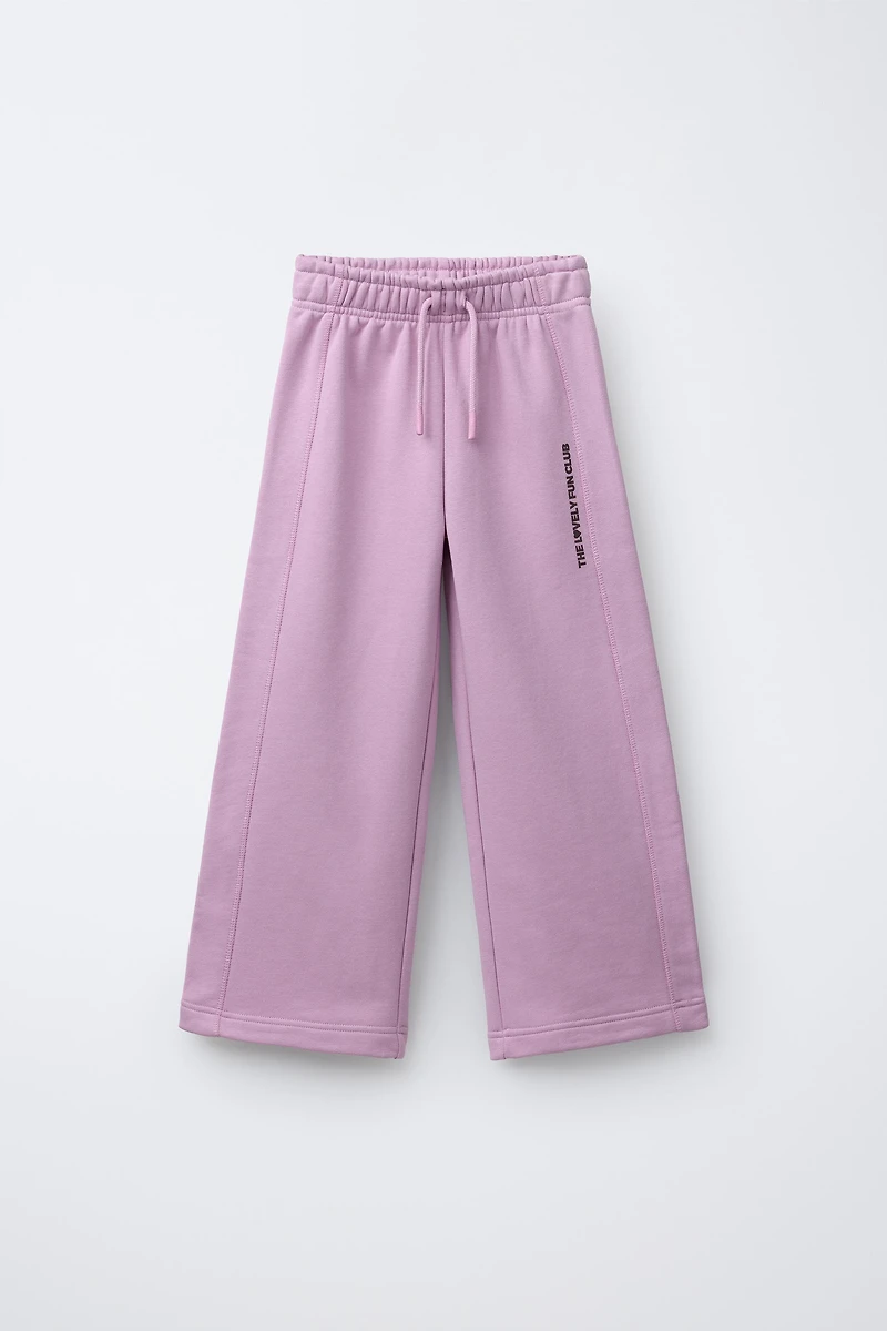 TEXT PRINT WIDE LEG PANTS