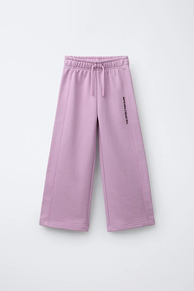 TEXT PRINT WIDE LEG PANTS