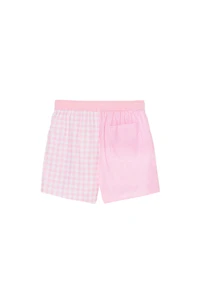 COMBINATION PLAID MID-LENGTH SWIMMING TRUNKS